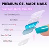 SXVME Uñas postizas acrílicas naturales, semitransparentes, con pegamento, estilo ataúd,