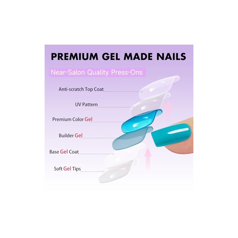 SXVME Uñas postizas acrílicas naturales, semitransparentes, con pegamento, estilo ataúd,