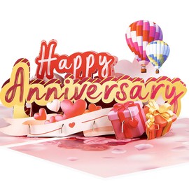 CNLITIHEKA Pink Anniversary Card, Pop up Anniversary Card, Wedding Anniversary Card for Couple Him Her Husband Wife.