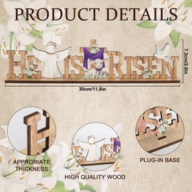 Easter Religious Decorations He Is Risen Decor Signs Easter Wooden Cross Table Sign for ustic Farmhouse Home Room Dining Birthday Spring