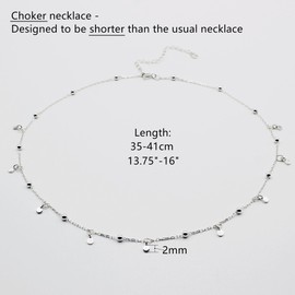 R.Universe Sterling Silver Tiny Disc CHOKER Necklace, 925 Minimalist Dainty Geometric Birthday Best Friend Gift For Her Mum Prom Elegant Everyday Jewellery