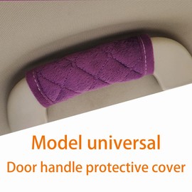 KHGUZ 2PCS Car Grab Handle Cover, Soft Velvet Vehicle Door Pull Handle Protector, Anti-Scratch Automotive Interior Grip Gloves Decoration Accessories, Universal for SUV, Sedan, Truck (Purple)