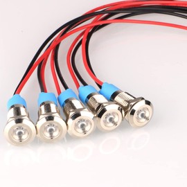 Gebildet 5pcs 8mm AC/DC 12-24V LED Metal Indicator Light Waterproof Signal Lamp Pilot Dash Directional Car Truck Boat with Wire(White)