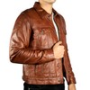 Genuine Lambskin Mens Trucker Jacket Real Leather For Motorcycle Racing