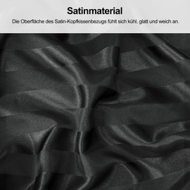 Lirex Set of 2 Satin Cushion Covers 40 x 80 cm with Zip, Soft Like Silk Cushion Covers, Satin Pillowcase Cushion Cover for Hair and Skin, Black Stripes