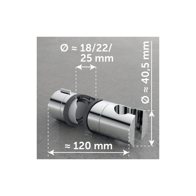 66340 Shower Holder DN 18/22/25 mm Chrome for Shower Rail
