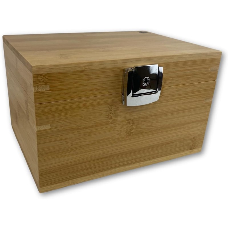BzzBox Decorative OG Storage Box - Light Bamboo, Lockable, with