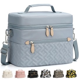 Capolo Lunch Box for Women Men Adults,Insulated Lunch Bag Leakproof Lunch Cooler Box with Removable Strap Cute Lunch Tote Bags Reusable Thermal Lunchbox for School Work Picnic(Small,Blue)