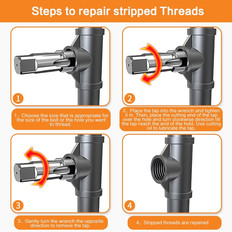 6-Piece NPT Pipe Tap Set, Precision Carbon Steel NPT Tap