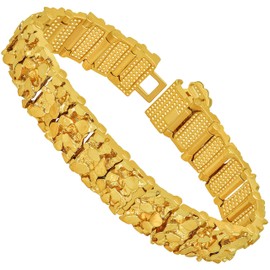 LIFETIME JEWELRY Rugged Nugget Link Bracelet for Men and Women 24k Gold Plated (9)