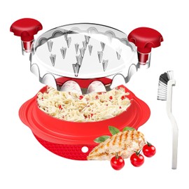 Upgrade Chicken Shredder, 2024 Chicken Shredder Tool Twist Large, Visible Meat Shredder Machine for Chicken Breast, Cleaning Brush with Mat, Anti-Slip & Ergonomic Handle, Heat Resistant (Red)