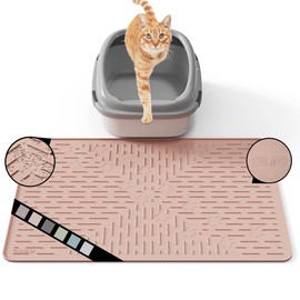 OHMO Cat Litter Mat Large Trapping Mat Premium Silicone Rubber 23.5x16 Coral, Waterproof and BPA Free Kitty Litter Box Mat, Easy to Clean and Keeps The Floor Tidy