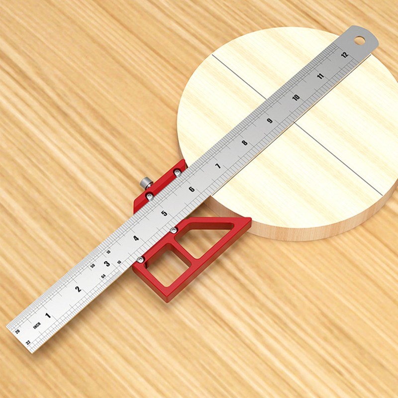 Center Gauge 12in 45° 90° Line Ruler Measuring Scribing Tool