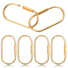 LIQWEI 4 Pcs Brass Screw Lock Keychain, 2.4 Inch Gold Carabiner Keychain Clip Large Key Ring, Purse Charms Carabiner Screw Lock Car Key Rings Organizer Purse Charms for Handbags