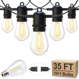 Brightown Outdoor String Lights 35FT Patio Lights with 10+1 Shatterproof Edison Bulbs, Waterproof Hanging Lights Outside for Backyard Deck Garden Party Xmas Decor, 2700K