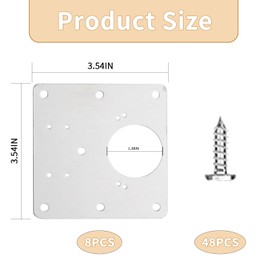 Sikweny Pack of 8 Hinge Repair Plate Hinges Repair Plate 9 x 9 cm Repair Piece for Side Hinge Plate with 48 Pieces Screws Hinges for Cabinet Doors Hinge Stainless Steel