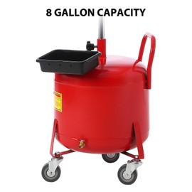 8 Gallon Oil Drain Vacuum and Extractor, Pneumatic Oil Drainer, Air Operated Drainer for Oil Change, Portable Oil Drain Container, Oil Drain Tank with Adjustable Funnel