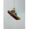 Raz Import Santa in Speedboat Christmas Figurine Glass Ornament 5"