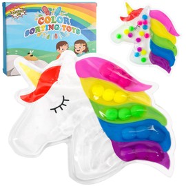 Joycabin Colour Sorting Game, Squeezable Colours Sorting Toy, Fidget Toys, Unicorn Anti-Stress Sensory Toy, Montessori Toy for ADHD and Autism, for Counting, Sorting, Colours, Learning