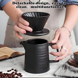 AWTBDP Pour Over Coffee Maker, 17oz Pour Over Coffee Dripper Ceramic Retain Heat with 50PCS Paper Coffee Filter for Father's Day Christmas, Reusable Drip Coffee Maker for Café Restaurant Home Camping