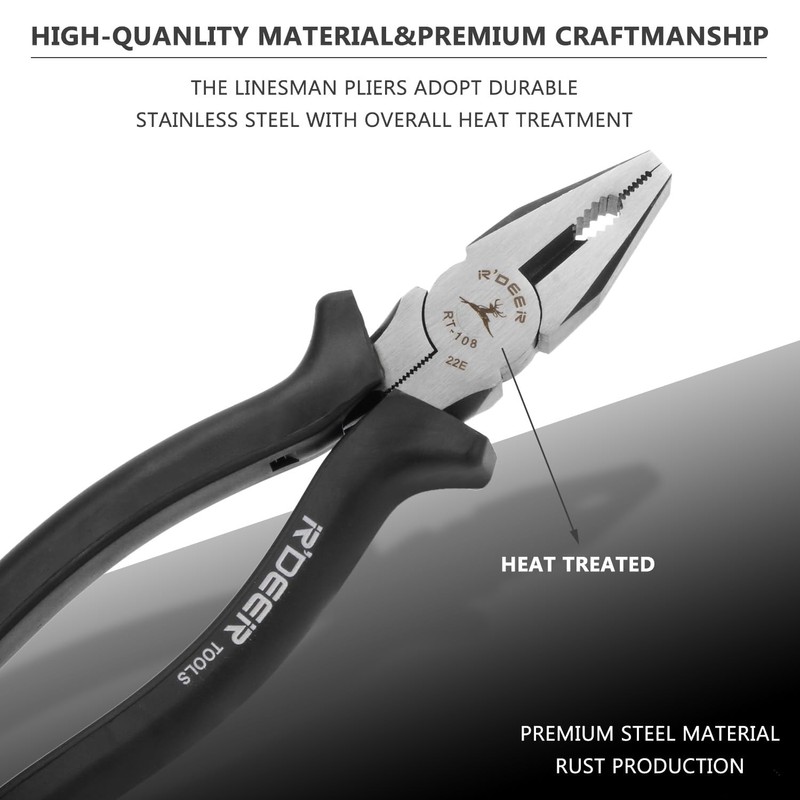 Rongon PRO Linesman Pliers Linesmans Combination Pliers Tools 8-Inch Side-Cutting