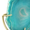Decorative Agate Slice Accent on Metal Stand, Marbled Turquoise