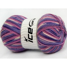 ICE Yarns (1) 100 Gram Smart Sock Yarn Ice #67416 Lilac Pink Cream + Superwash Wool Nylon