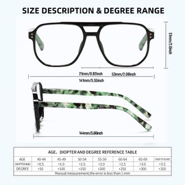 PEYEOISD 3 Pack Oversized Aviator Reading Glasses Women Men, Large Square Frame Blue Light Blocking Reader with Spring Hanges