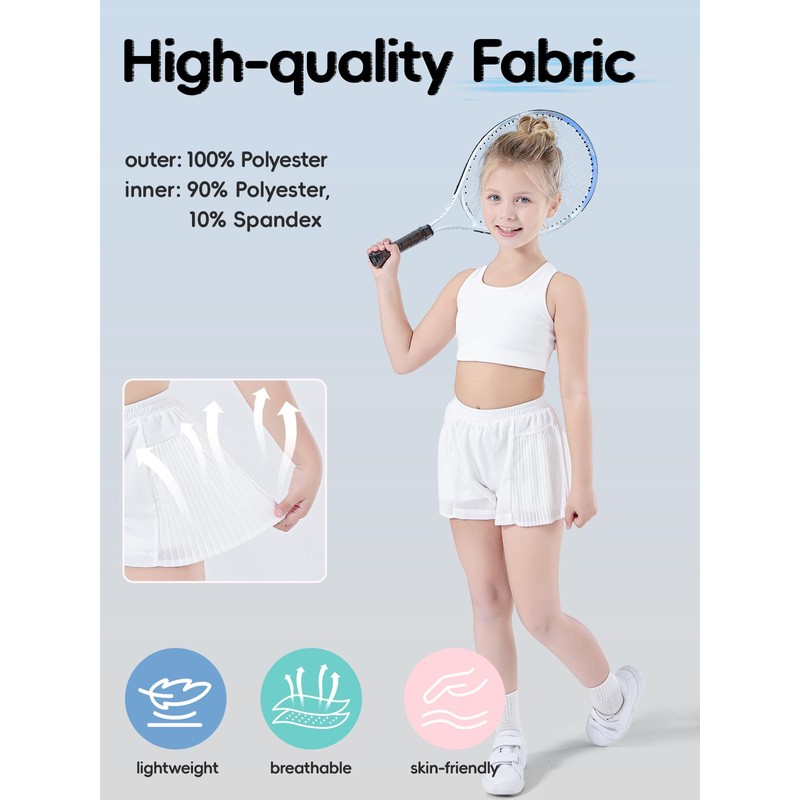 SPFASZEIV Running Shorts with Pockets Girls 2 in 1 Flowy