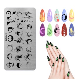 Dagslys 1 Piece Nail Art Stamping Plate Galaxy Crescent Moon Stars Kitten Cats Nail Stamp Plate Reusable Metal Nail Art Template Kit for Nail Art DIY Printing Slow Drying Polish Manicure Salon Tool