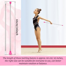 HyDren HyDren Twirling Baton Unisex Gymnastics Dance Metal Baton Marching Band Parade Stick for Talent Shows, Artistic Dancing Twirling(26 Inch,White, Pink)