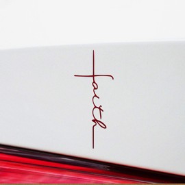 ANGDEST Faith Cross (Burgundy) (Set of 2) Premium Waterproof Vinyl Decal Stickers for Laptop Phone Accessory Helmet Car Window Bumper Mug Tuber Cup Door Wall Decoration