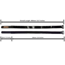 Apex RC Products 5 Pack 16mm x 400mm HD Rubberized Battery Straps Non-Slip 3022
