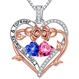 Iefil September October Birthstone Necklace Jewelry, Anniversary Mothers Day Birthday Gift for Mom Her Women Wife Birthstone Jewelry Blue Sapphire Pink Sapphire Necklace