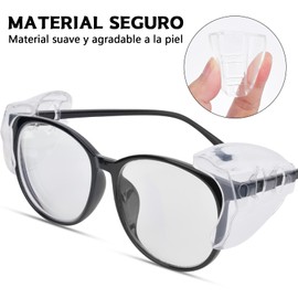 Protectores Laterales de Seguridad, Protector Lateral Gafas para Resistentes a Salpicaduras, Polvo y Arañazos, Protectores Laterales Transparentes para Anteojos Pequeños y Medianos (4 Pares, M)
