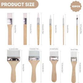 Set of 10 Acrylic Paint Brush Set, Nylon Brush Set, Artist Brush, Watercolour Brush, Various Sizes, Brush Stroke, Professional Artist Brush, Painting Wooden Handle Brush for Gouache Decorating