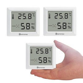 KETOTEK Thermometer, Hygrometer, 3-Piece Indoor Large Screen Temperature and Hygrometer, Digital Temperature and Humidity, Wall Mounting, Table Stand, Magnet, 3 Uses