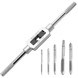 Piutouyar M3-12 Adjustable Tap Wrench Handle with M3 / M4 / M5 / M6 /M8 Taps, 1/16"-1/4" Tap Handle Reamer Wrench Profesional Tool Set (6 Pack)