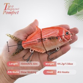 ODS Lure Glide Bait, Metal Joint Animated Slow Sinking Fishing Lure for Freshwater and Saltwater Bass Trout Shad (Color 694)