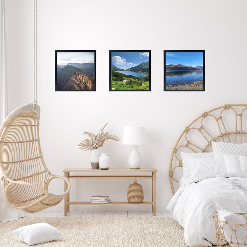 8x8 Picture Frame Set of 4 Black for Wall Hanging
