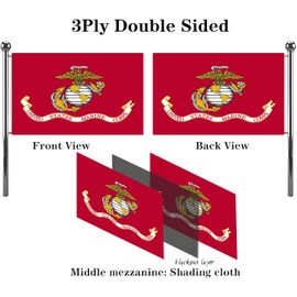 VOLTA Double Sided U.S. Marine Corps Flag 4x6ft, Outdoor Heavy Duty 3-Ply Durable Nylon Progressive Flag with Canvas Header/Brass Grommets for Indoor and Outdoor Decorations