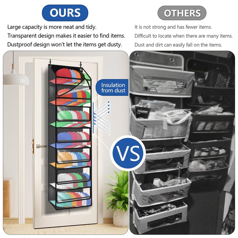 7-Layer Large Capacity Hat Organizer, Hat Rack for Door with