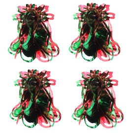 Foil Ceiling Decorations Green/Red Christmas 2 Tone - Set 4 30cm Bells Christmas Decorations