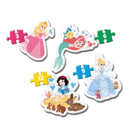 Clementoni 20813 Supercolor Princess Puzzle 3 + 6 + 9 + 12 Pieces from 2 Years, Colourful Children's Puzzle with Special Luminosity and Colour Intensity, Skill Game for Children