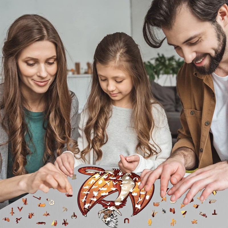 KUTA Wooden Jigsaw Puzzles, Unique Animal Shape, Set with Wall