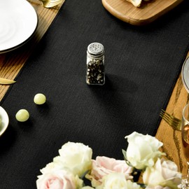 Artoid Mode Black Country House Style Tassels Table Runner, Washable Kitchen Table Decoration Party Birthday Wedding Decor 33 x 143 cm
