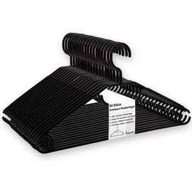 High-Quality Black Clothes Hangers Pack of 50 with 360° Rotating Hook, Space-Saving Premium Clothes Hangers Plastic, Non-Slip, Made in the EU, 100% Recycled Material