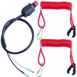 MWMNUN- Universal Boat Outboard Lanyard Engine Motor Kill Urgent Stop Switch Safety Lanyard Tether Cord 2 Pcs Compatible with Yamahatohatsu Honda Outboard Motors, ATV Boat Bike