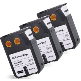 Compatible with Dymo XTL All-Purpose Vinyl Label 19 mm x 7 m 1868752 Vinyl All-Purpose Labels for XTL 300/XTL 500, Black on White (Compatible with Dymo XTL Industrial Labelling Tape)