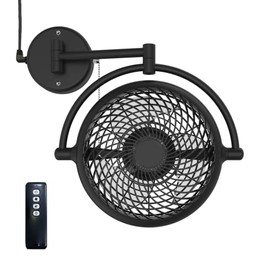 VIVI-DC 10 In. Wall Mount Swivel fan with Folding Arm (Black)